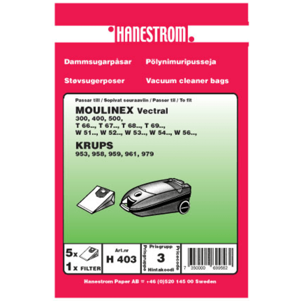 Dammsugarpåsar MOULINEX VECTRAL
