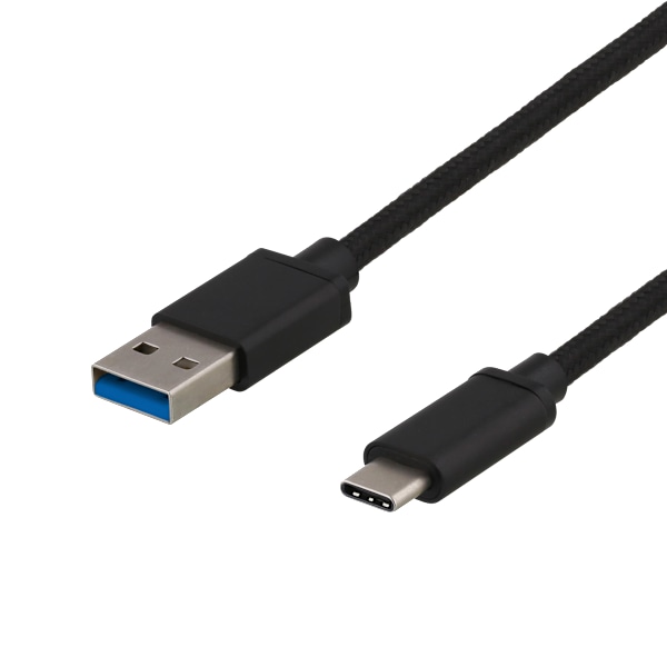 USB 3.1 Gen1 braided USB-A - USB-C cable, 1m, 3A 60W, black