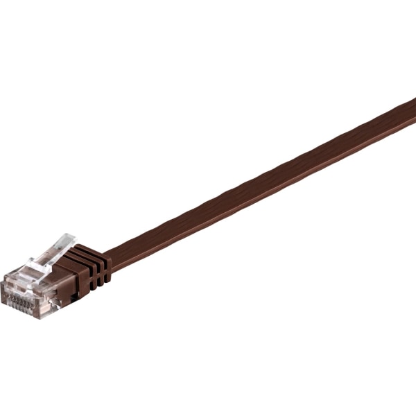 CAT 6 platt patchkabel, U/UTP, mörkbrun