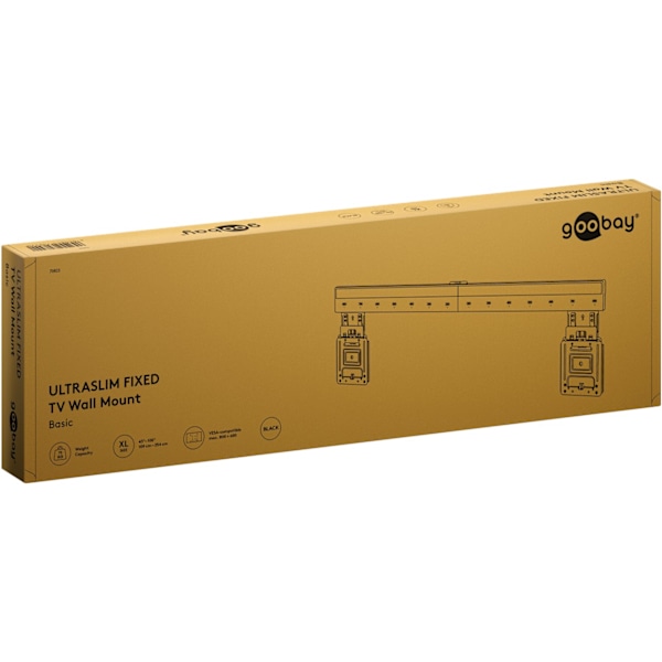 Ultraslim TV-vægbeslag Basic FIXED (XL), sort