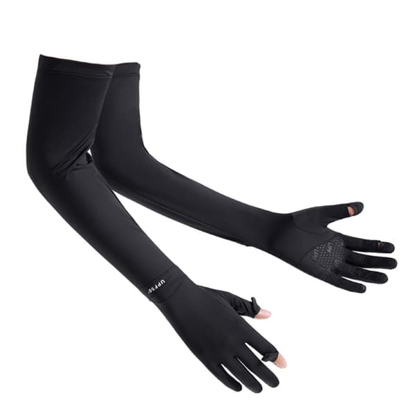 UV-beskyttende ærmer – solbeskyttelse og køling til udendørs brug, ice-silk nylon+elastan, touchscreen-kompatible, skridsikre, tynd pasform Black Black