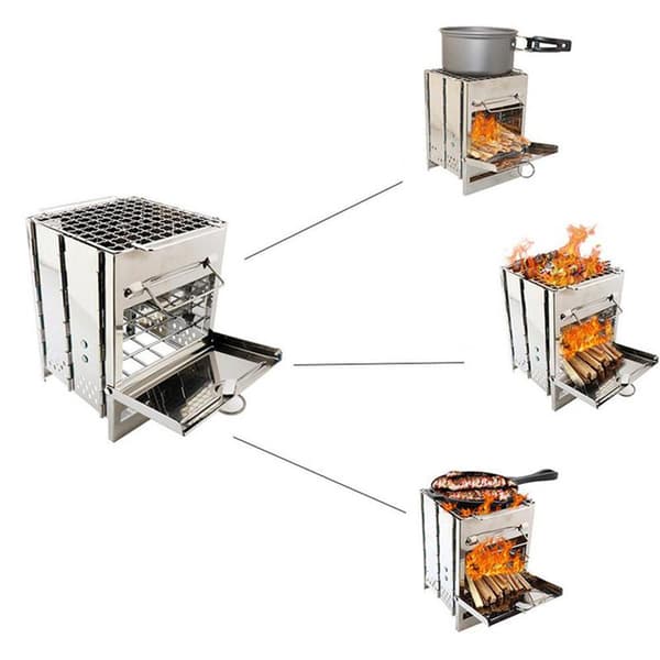 Sammenklappelig Bål Grill, Transportabel Rustfrit Stål Brændeovn