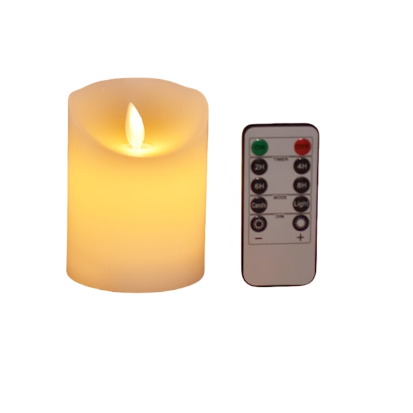 LED-stearinljus, flamfri flimrande med fjärrkontroll S