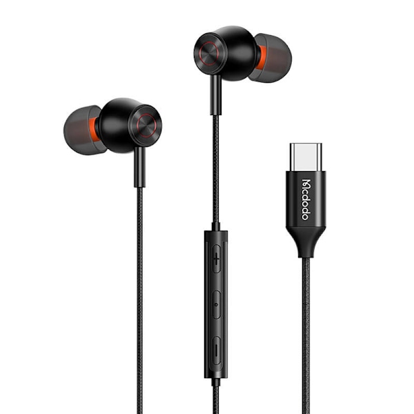 Mcdodo HP-3490 in-ear, trådbundna hörlurar, USB-C (svart)