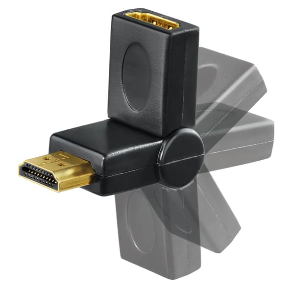 HDMI Adapter Han-Hun 180° Sort Guldbelagt TL