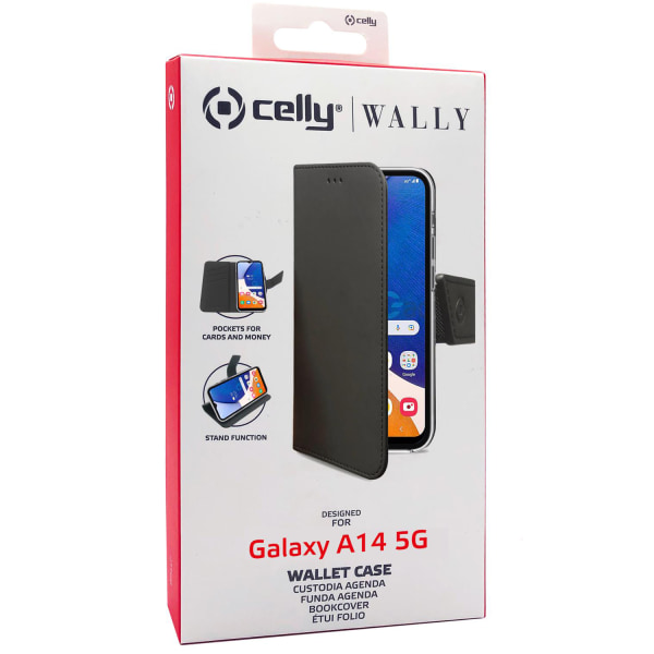 Celly Wallet Case Galaxy A14 5G Svart