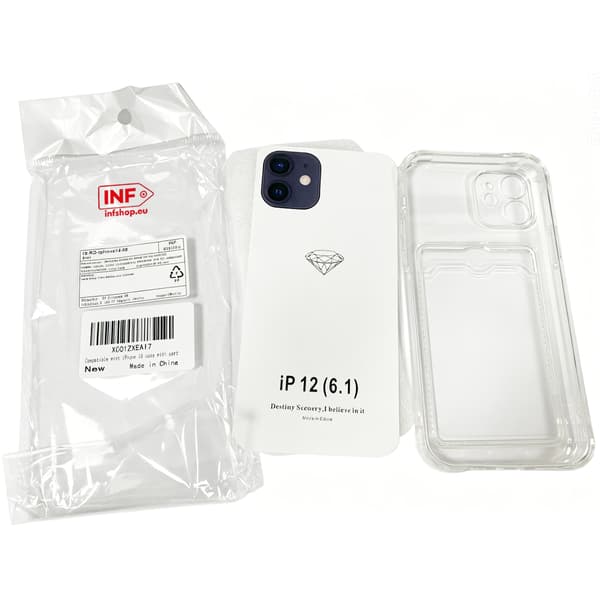 iPhone 12 cover med kortholder TPU gennemsigtig