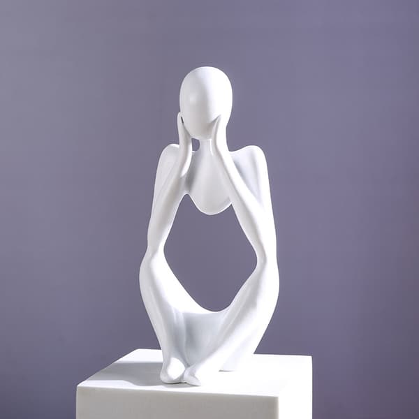Abstrakt tänkarfigur - Resin heminredningsdekor White White