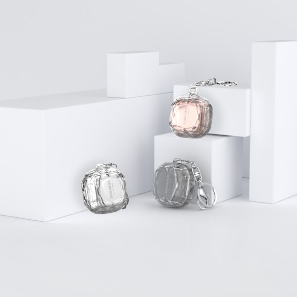 Diamond Pattern Skyddsfodral för Galaxy Buds Live/2/Pro/FE Svart Transparent