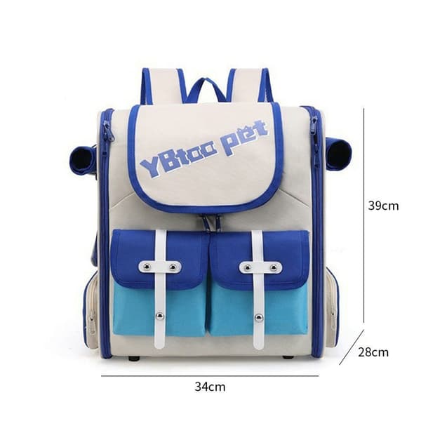 Komfortabel rygsæk til kæledyr - perfekt til rejser Beige+Blue Beige+Blue