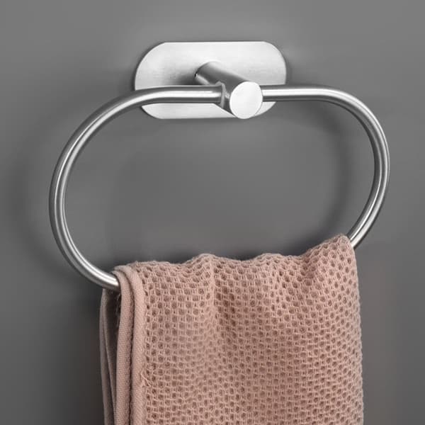 Badeværelse Non-Punch Oval Håndklædeholder Rund Model Rustfrit Stål Håndklædering til Badeværelse og Toilet Silver Silver