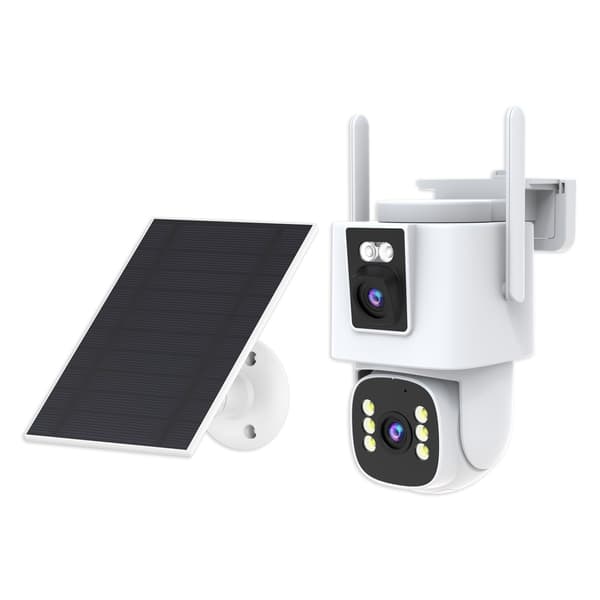Dual Lens Solcellsdriven 4G Säkerhetskamera - Övervaka Din Egendom Med Dubbla Linser, Solenergi Och 4G-anslutning
