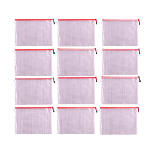 A4 dokumentpåsar plastfickor 12-pack Röd