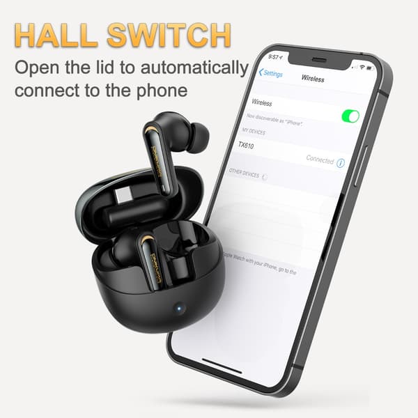TWS Bluetooth-lurar True Wireless ANC Dual-mode 2.4G+Bluetooth 5.4 USB-C laddning Jieli AC7003D4 IPX4 ergonomisk passform lång batteritid Black Black