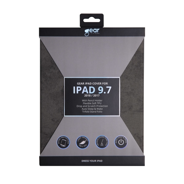 iPadfodral Grå iPad 9,7" 2018 plats för Apple Pencil