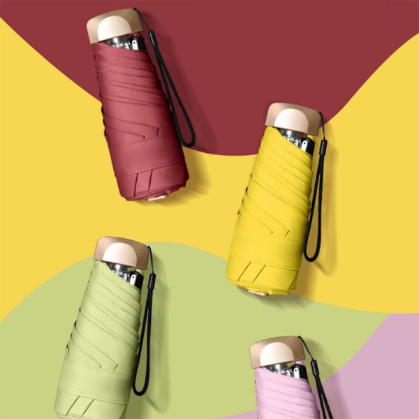 Sun&Rain Paraply, 5-foldet Pocket Paraply Gul