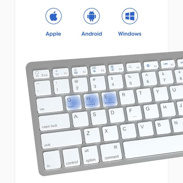 Trådløst Bluetooth tastatur og mus sæt - Kompatibelt med tablets, smartphones og computere Silver Silver