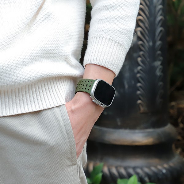 Andningsbar magnetrem för Apple Watch Series 1-9 generationer 42/44/45 mm gräs färg