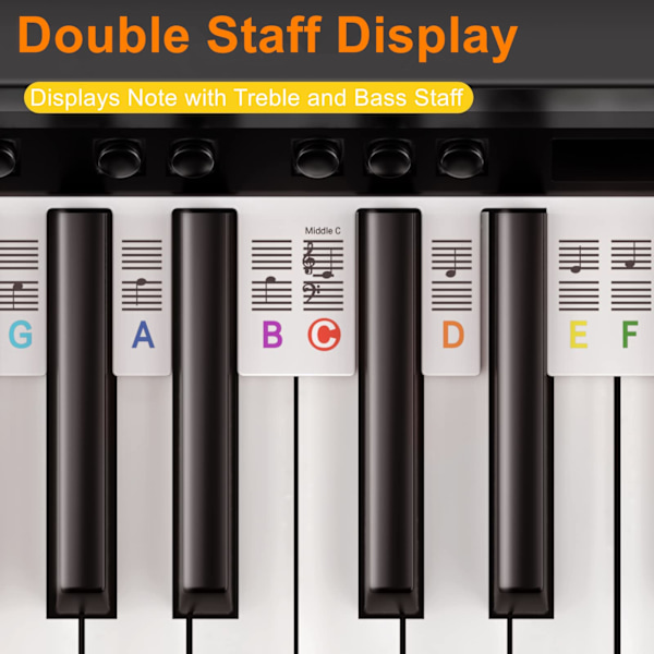 Aftageligt lysende klaver keyboard Note Label 88 Key Hvid