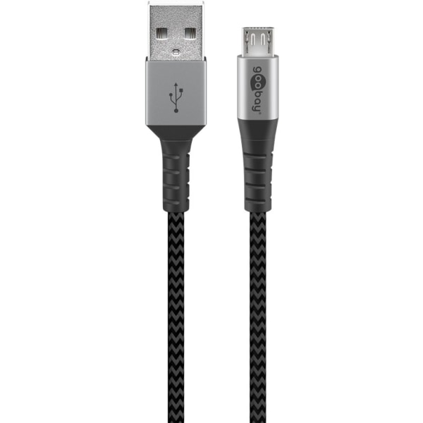 Micro-USB till USB-A textilkabel med metallkontakter 0,5 m