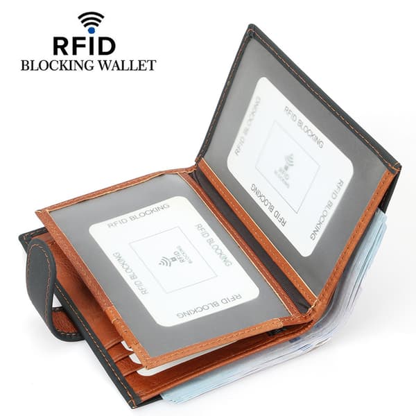 Stilfuld RFID Læderpung med Lynlås Møntlomme