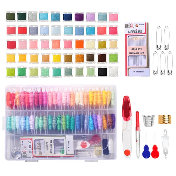 Broderitrådssæt, 50 farver broderitråd med organizer