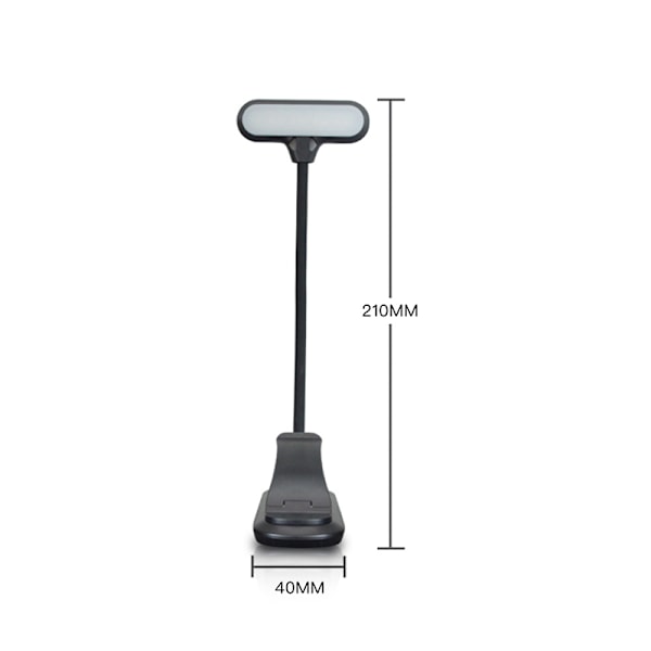 Bogklemme Lampe: Bærbar LED Læselampe Sort