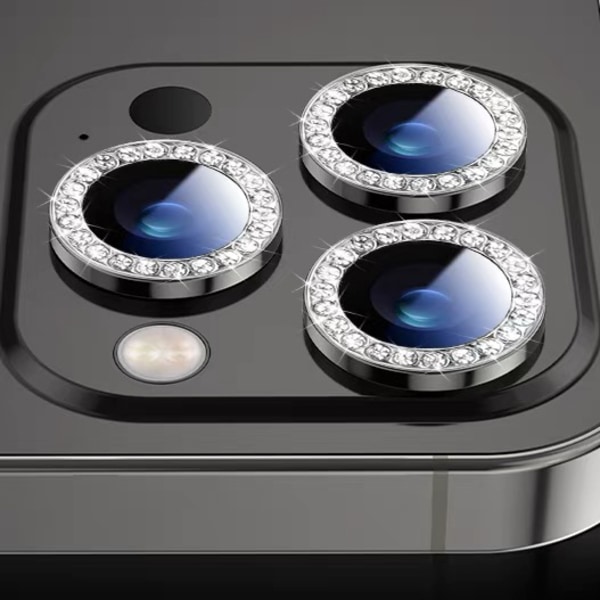 Kamerabeskyttelse med rhinestones 2-pak Sølv  iPhone 13/13 Mini Sølv