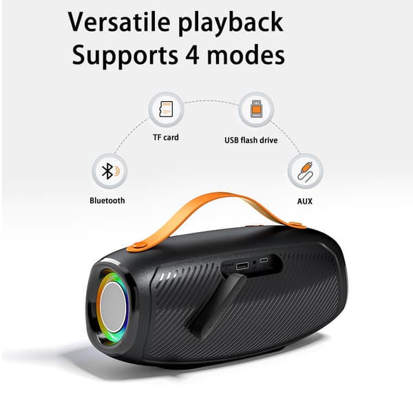 Vandtæt Bluetooth-højttaler med RGB-lys - Sort