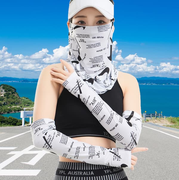 Sommar utomhus sol- och dammskyddsset - Mask & Ärmar White White