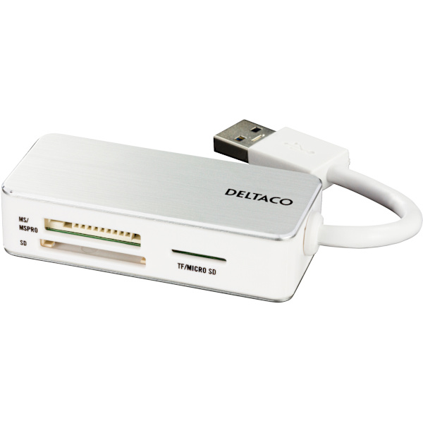 USB-A memory card reader, SDHC/microSD/MS PRO/DUO,white/silv