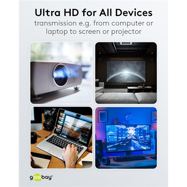 DisplayPort™-kabel 1.4, certifierad, 32,4 Gbit/s