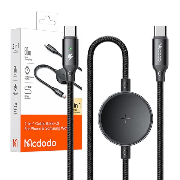 Mcdodo CA-4170 2-i-1 USB-C-kabel + Samsung Watch trådlös laddare, 60W, 1,5m
