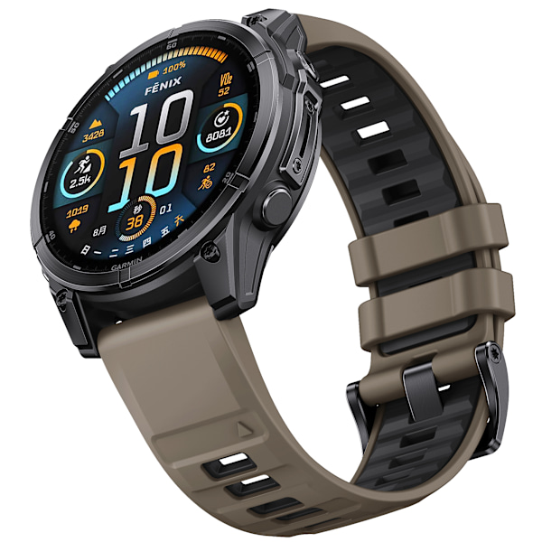 22 mm silikonebånd med hurtigudløsning til Garmin Fenix 8 47 mm Brun