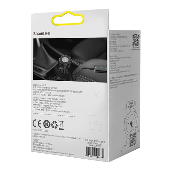 Baseus Enjoy Car Wireless MP3-laddare, Bluetooth 5.0, microSD, AUX (svart)