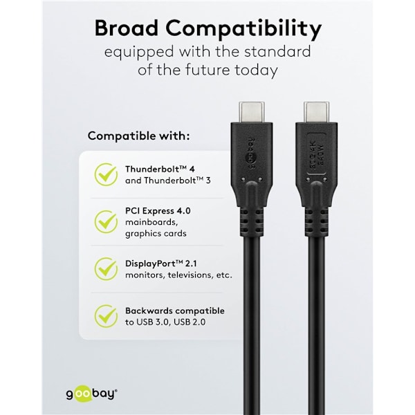 USB-C™-kabel, USB4™, 240 W, 20 Gbit/s, Power Delivery, 0,5 m