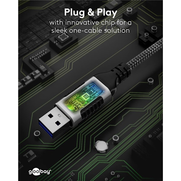 Ethernet-kabel USB-A 3.0 til RJ45, Slim, 1 m