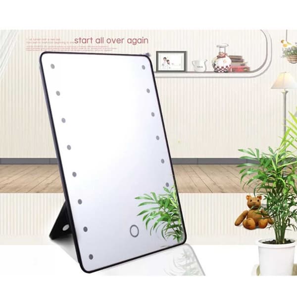 LED Sminkspegel med Ställ - Touch Dimbara, 3-Vägs Belysning, 255x185mm Black Black