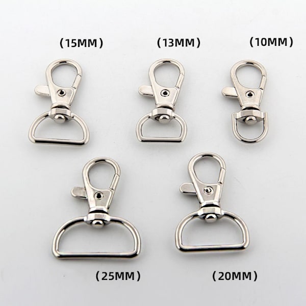 Vridbara Halvrunda Ringar med Karbinhake, 10 st Silver 2 cm