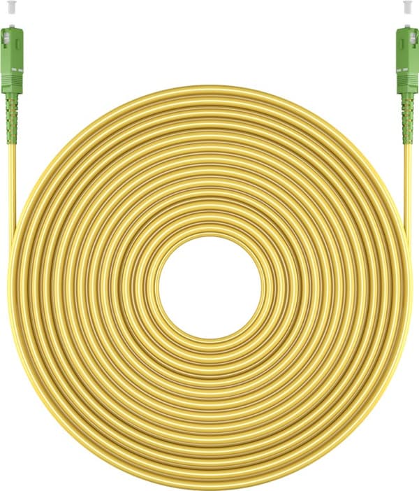 Lyslederkabel (FTTH), Singlemode (OS2) Yellow, gul (Simplex), 20 m