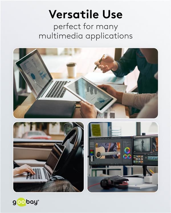 USB-C™ til USB-A superblødt tekstilkabel med metalstik, 0,5 m, hvid