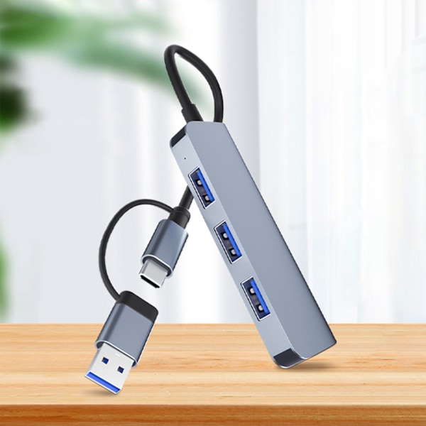 Dual USB-C och USB-A Hub med 1 USB3.0-port och 3 USB2.0-portar