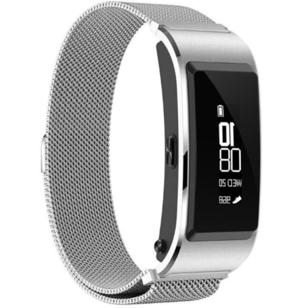 Erstatningsrem i rustfrit stål kompatibel med Huawei Band B6/B7, ergonomisk pasform til hverdag og arbejde, anti-oxidation, svedresistent, præcis pasf Silver