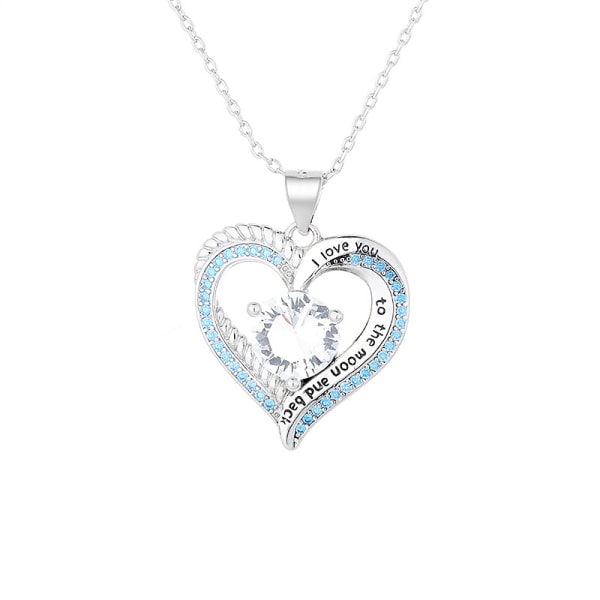 Hjärtformat diamanthängande halsband Silver Silver