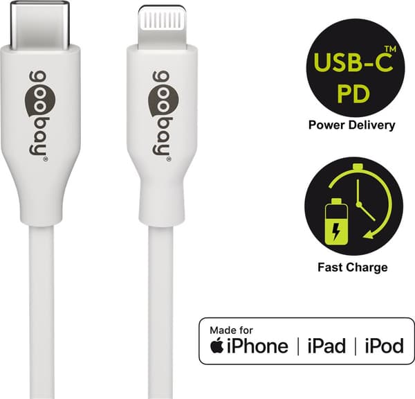 Lightning till USB-C™ laddnings- och synkroniseringskabel, 0,5 m, vit
