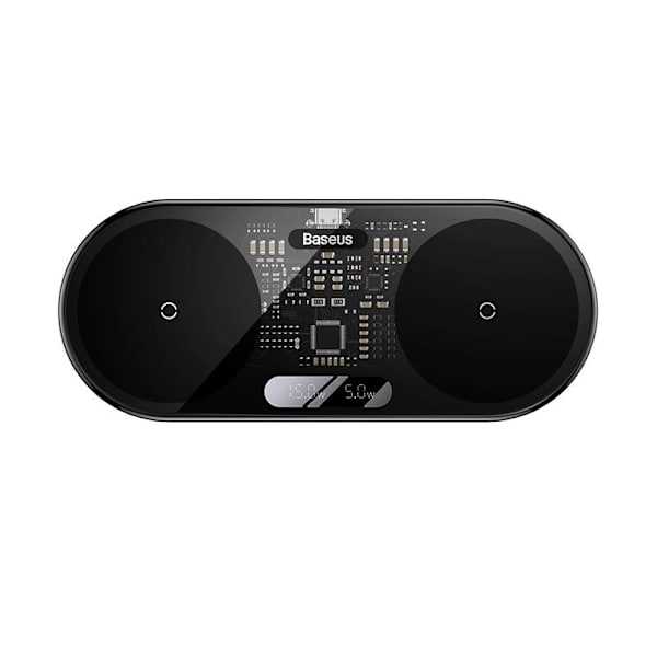 Dubbel Qi trådlös laddare Baseus Digital LED Display, 20W