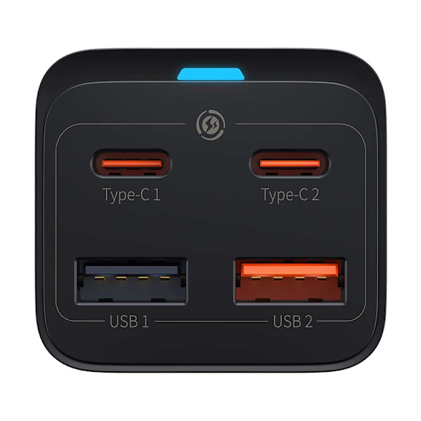 Snabbladdare Baseus GaN3 Pro, 2x USB-C, 2x USB, 65W (svart)
