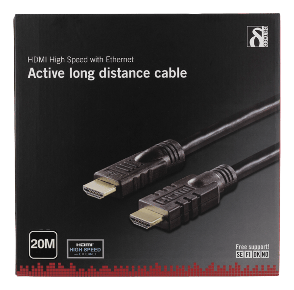 Active HDMI cable, HDMI High Speed with Ethernet, 20m, black