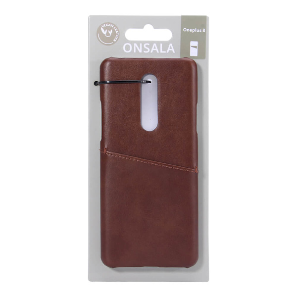 Mobilskal Oneplus 8 Kortfack Brun