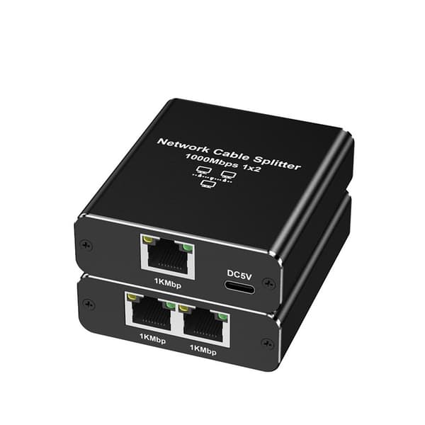 RJ45 Gigabit Netværkssplitter - 2/3/4 Port Ethernet LAN Adapter - Sort, Kompatibel med Computere, Laptops, Smart TV's